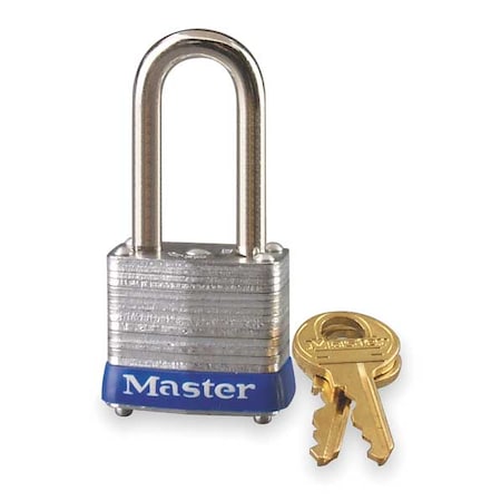 Padlock, Keyed Alike, Long Shackle, Rectangular Steel Body, Steel Shackle, 1/2 in W