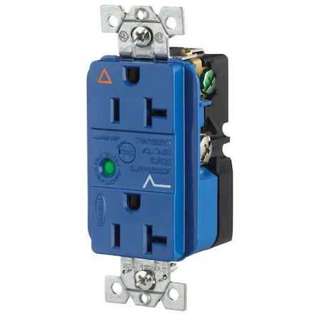 Duplex Straight Blade Receptacle, 5-20R, 20 A, 125V AC, 2 Pole, 3 Wire, Flush Mount