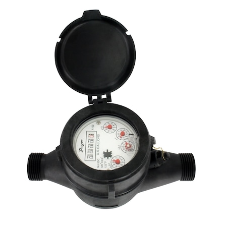 Multi-Jet water meter, 5/8" x 3/4" pipe size, NSF Certified, brass body with 0.1 gal pulse output.