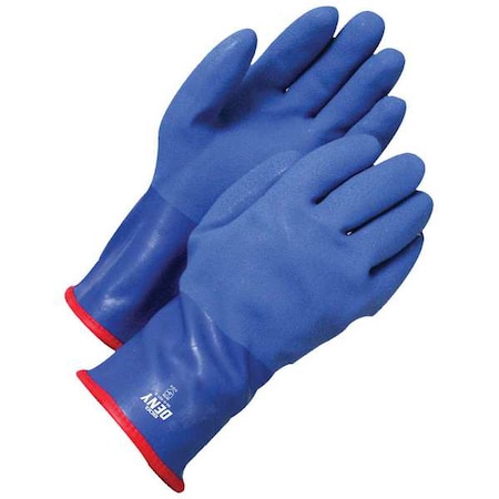 DENY(R) Chemical Resistant Gloves, PVC, 12 in L, 130 mil, Blue, XL, 1 PR