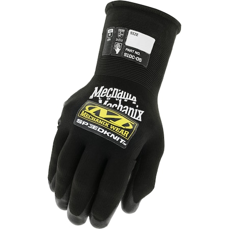 Knit Gloves, Water-Based Polyurethane, Smooth, Palm, 4 Abrasion Level, Black, M (8) 1 PR