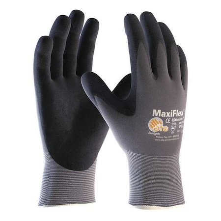 MaxiFlex Ultimate Seamless Knit Gloves, Foam Nitrile Coated, Palm/Finger, Black/Gray, XS, 12 PK