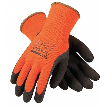 Hi-Vis Cold Protection Coated Gloves, Acrylic Terry Lining, Orange/Brown, S