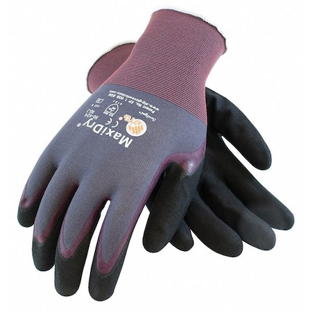 Coated Gloves, Foam Nitrile, Palm, 4 Abrasion Level, Purple/Black, M 12 PK