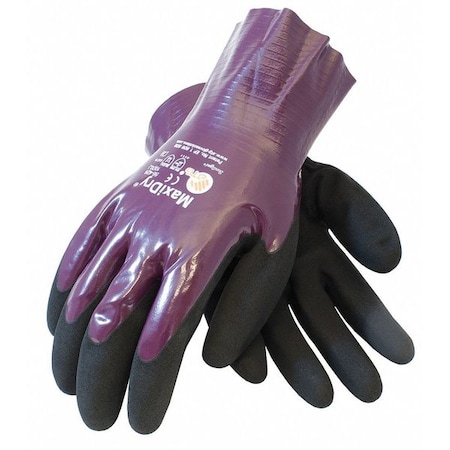 Chemical Resistant Gloves, Foam, Palm, 3 Abrasion Level, Purple/Black, S, 12 PK
