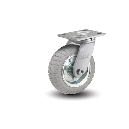 Plate Caster,Swivel,Rubber,7 1/4"H