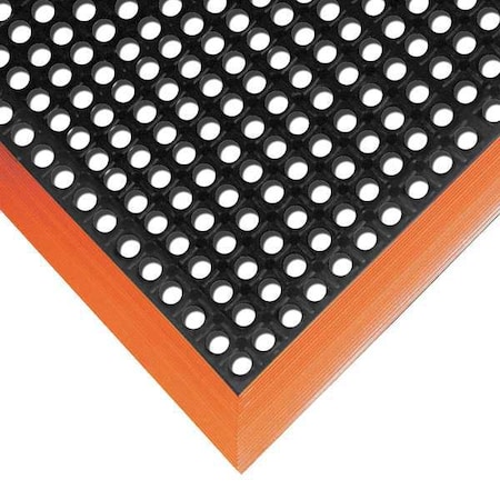 Antifatigue Mat, 40 in L x 38 in W, 7/8 in Thickness, Rubber, Mini-Diamond Studded Top, Black