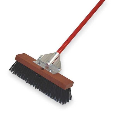16 in Sweep Face Push Broom, Stiff, Synthetic, Black
