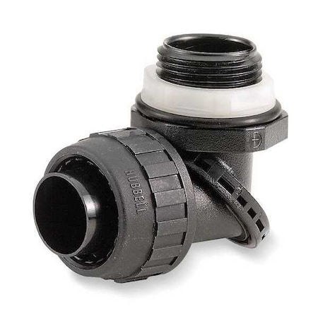 Conduit Fitting Connector, 1/2 in, Threaded, Nylon, Zinc Plated, Black