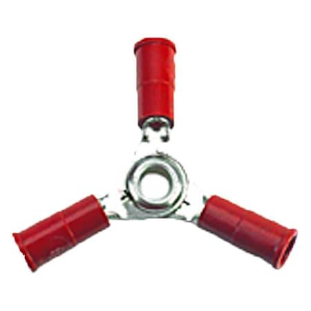 Butt Splice Wire Connector, 18 AWG Max, Red, Vinyl Insulation, 600 V, 10 PK