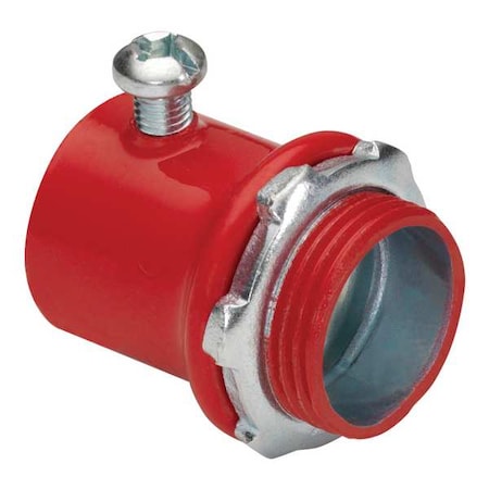 EMT Grounding Connector, 1 in, Set Screw, Steel, Plain, Red