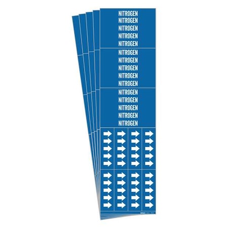 Pipe Marker, Adhesive, White, Nitrogen, PK5, 7200-3C-PK