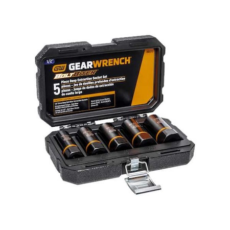 5 Piece 1/2" Drive Bolt Biter Deep Extraction Socket Set