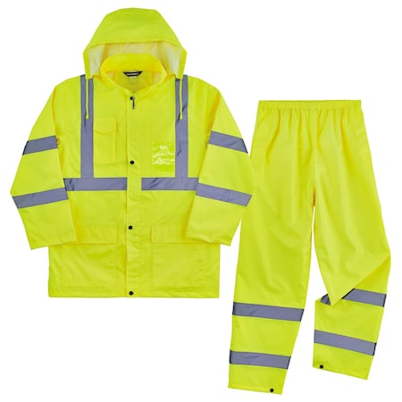Lightweight HV Rain Suit, Lime, Size XL