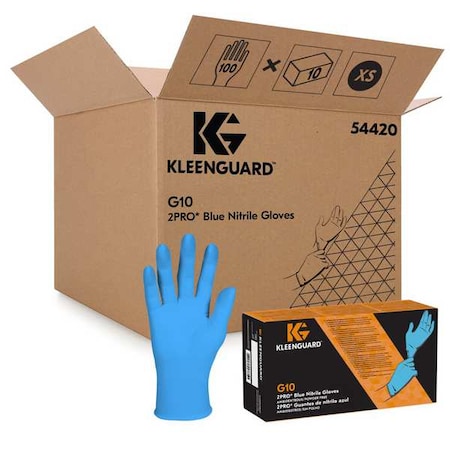 G10, Disposable Gloves, 6 mil Palm, Nitrile, Powder-Free, XS ( 5 1/2 ), 100 PK, Blue