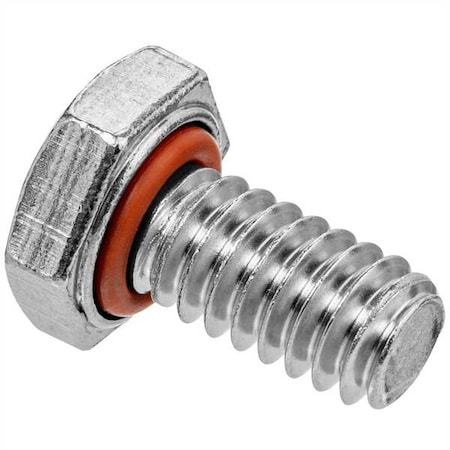 18-8, 1/4"-20 Sealing Hex Head Cap Screw, Plain Stainless Steel, 1-1/2 in L, 5 PK