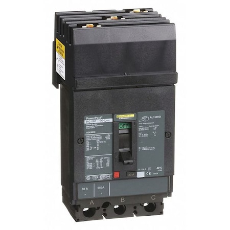 Molded Case Circuit Breaker, POWERPACT H Series, 30A, 3 Pole, 600V AC, 65kA at 240V AC