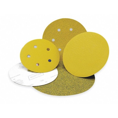 Hook-and-Loop Sanding Disc, 6" Dia, No Hole, Ceramic Alumina, P120 Grit, Coated Type, Dry Ice A975