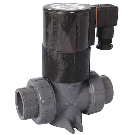 Solenoid Valve, 2-Way, 2-Position, Normally Closed, 1/2 in Pipe Size, 120V AC, Inline Single, CPVC
