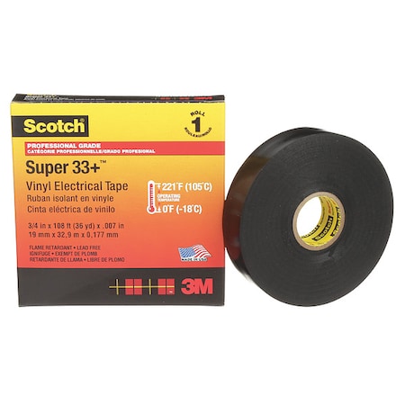 Electrical Tape, Black, 36 yd L, 3/4 in W