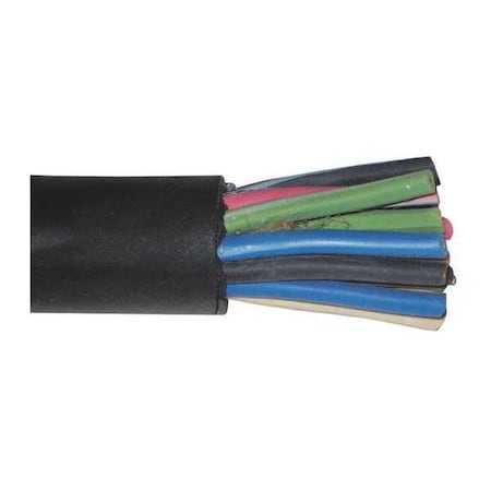 Portable Cord, SOOW, 18 AWG, 12 C, Black, EPDM Rubber, Stranded, 600V, Indoor/Outdoor, 250 ft