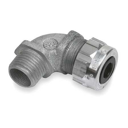Liquid Tight Connector,1/2in.,90 deg,Slv