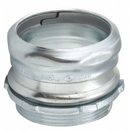 EMT Grounding Connector, 4 in, Compression, Steel, Electro Zinc Plated, Gray
