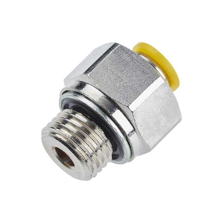 Metric Metal Push-to-Connect Fitting, Brass, Silver