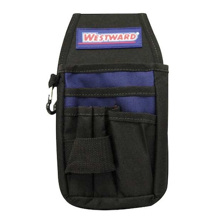 Tool Pouch, 6 Pockets, Compatible with Tool Belts up to 3 in, Belt Clip, Open Top