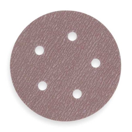 Hook-and-Loop Sanding Disc, 5" Dia, 5 Hole, Aluminum Oxide, P100 Grit, Coated Type, A275OP