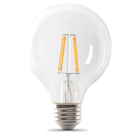 2.5 W, Compact LED Bulb, White, G25, 2700K Temp. Clear, Dimmable
