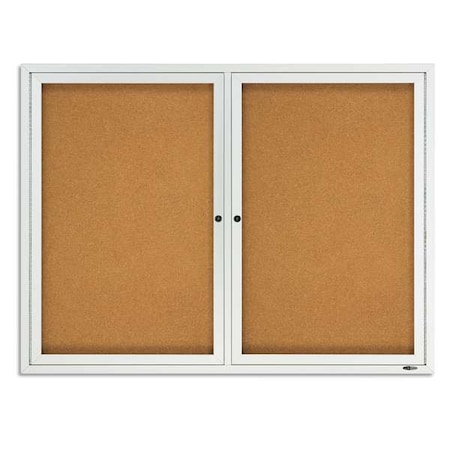 Enclosed Cork Bulletin Board 48 x 36", 2 Door