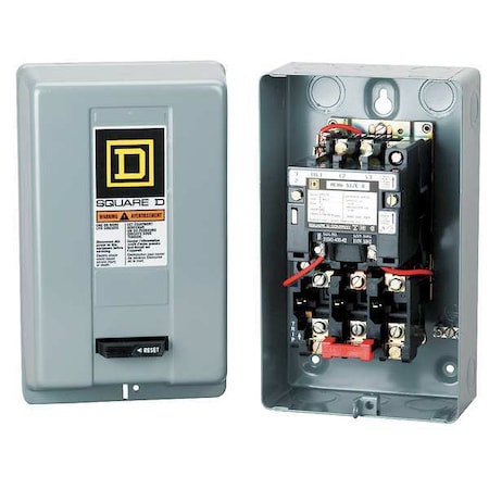 Magnetic Motor Starter, Non-Reversing, No Auxiliary Contacts, 208V AC, 3 P, Screw Clamp