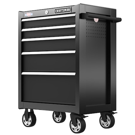 S2000 Rolling Tool Cabinet, 5 Drawer, Black, Steel, 26-1/2 in W x 18 in D x 37-1/2 in H