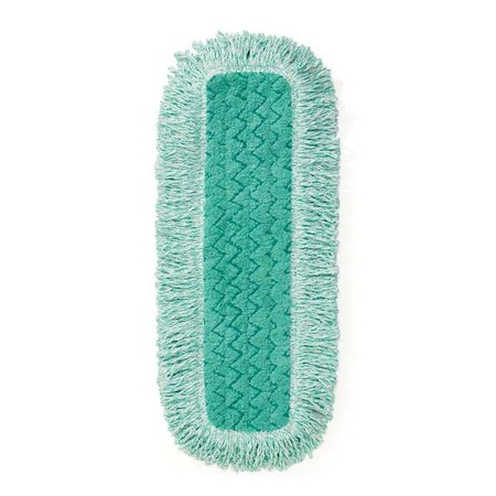 18 in L Dust Mop, Hook-and-Loop Connection, Fringe End, Green, Microfiber, FGQ41800GR00