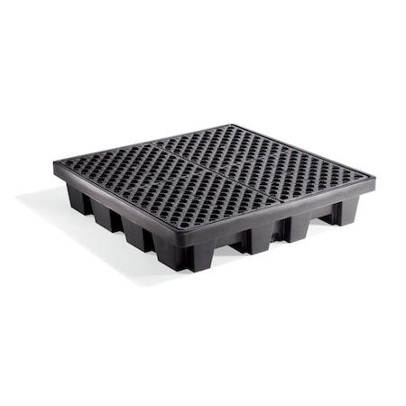 PIG 4-Drum Poly Spill Containment Pallet With Drain 51" L x 51" W x 10" H