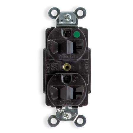 Straight Blade Receptacle, 5-20R, 20 A, 125V AC, 2 Pole, 3 Wire, Flush Mount, Grounded