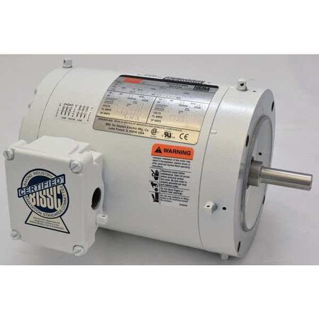 Washdown Motor,3 Ph,TENV,1/3 HP,1725 rpm