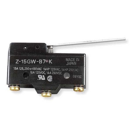 Snap Action Switch, Hinge, Lever Actuator, SPDT, 15 A at 480 V AC Contact Rating