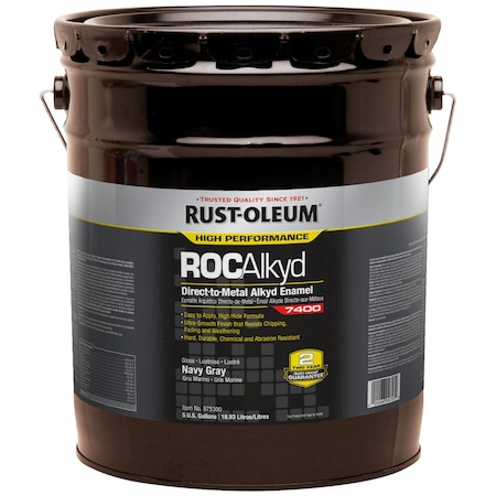 Interior/Exterior Paint, High Gloss, Oil Base, Navy Gray, 5 gal