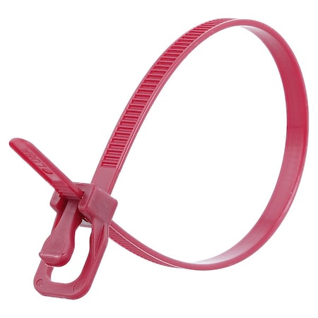 Cable Tie, 10 in L, 2.70 in Max Bundle Dia., Maroon, Nylon 6/6, 50 lb Strength, 100 PK