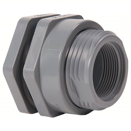 Bulkhead Fitting,EPDM,3 3/4"L,PVC