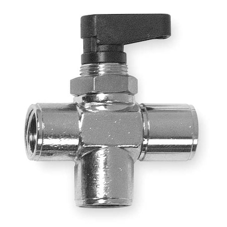 3/8" FNPT Nickel Brass Mini Ball Valve 3-Way