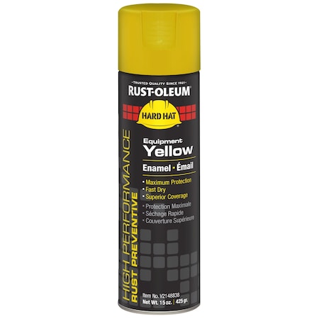 Rust Preventative Spray Paint, Equipment Yellow, Gloss, Solvent, 15 oz