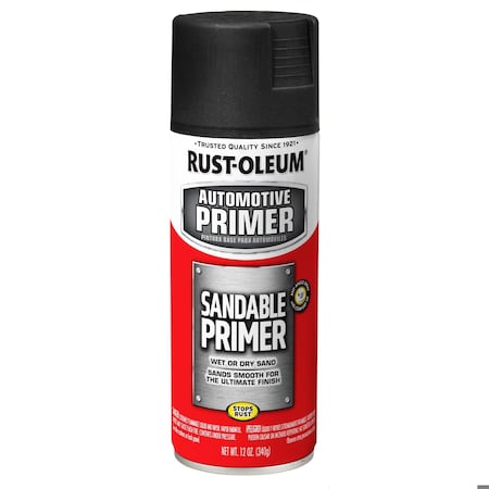 Automotive Sandable Primer Spray, Black, 12 Oz