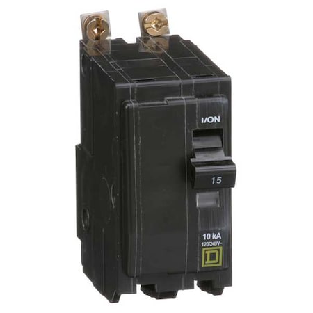 Miniature Circuit Breaker, QO Series, 15A, 2 Pole, 120/240V AC, 10kA at 120/240V AC