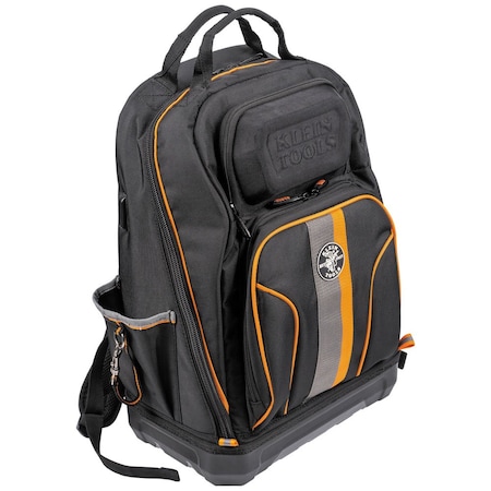 Tool Backpack, Black/Orange, 1680d Ballistic Weave Body; Hard Molded Polypropylene Bottom