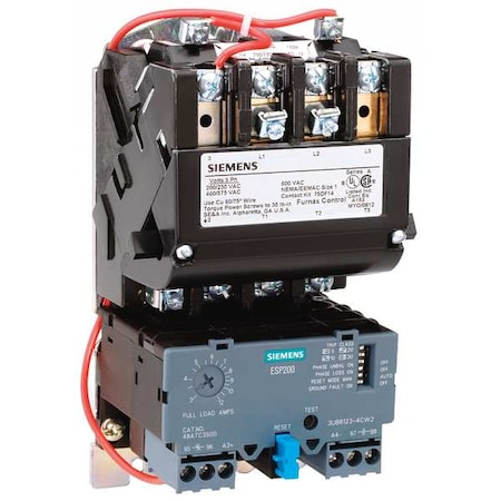 NEMA Magnetic Motor Starter, Non-Reversing, 1NO, 120V AC, 3 P, Screw