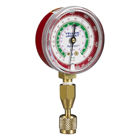 Test Gauge, 2 1/2 in Dia, Red, 500 psi