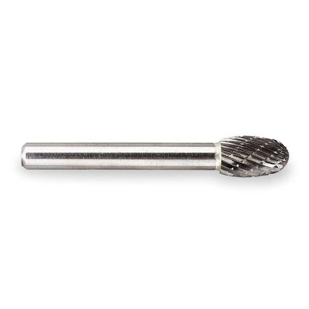 Carbide Bur,Egg,1/4 Cut Dia,dbl Cut
